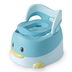 Olita pentru Copii, Kadeny, +6 luni, Detasabila, cu Capac, Antiderapanta, din Plastic, Colac Moale, Model Ratusca, 38x32x30 cm, Albastru