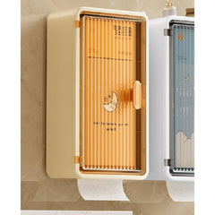 Organizator Cosmetice, Kadeny, Montare pe Perete fara Perforare, 36.5x10.9x20 cm, din PP si ABS, Bej, Usa Transparenta