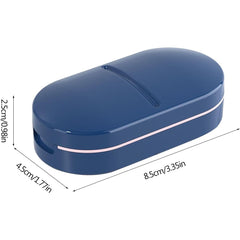 Organizator medicamente, Kaveny, Dispozitiv Taiere/Sfaramare Pastile, Ideala pentru Calatorii, Portabila, Perie pentru Curatare, Compartiment depozitare, 8.5x4.5x2.5 cm, Albastru
