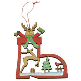 Ornament de brad cerb, Kaveny, multicolor, lemn, 10 cm