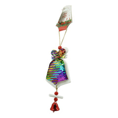 Ornament de brad clopotel din paiete, Kaveny, multicolor, lemn, 18 cm