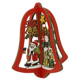 Ornament de brad clopotel, Kaveny, multicolor, lemn, 10.5x9.5 cm