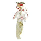 Ornament de brad fulg de nea, Kaveny, alb, lemn, 25 cm