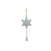 Ornament de brad fulg de nea, Kaveny, alb, metal, 20 cm