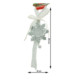 Ornament de brad fulg de nea, Kaveny, gri, lemn, 25 cm