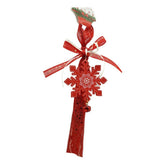 Ornament de brad fulg de nea, Kaveny, rosu, lemn, 25 cm