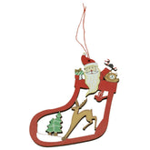 Ornament de brad Mos Craciun cu cerb, Kaveny, multicolor, lemn, 10 cm