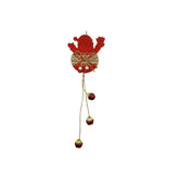 Ornament de brad Mos Craciun, Kaveny, rosu, lemn/textil, 36 cm