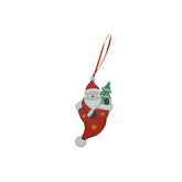 Ornament de brad Mos Craciun in caciula, Kaveny, rosu, lemn, 14 cm