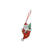 Ornament de brad om de zapada in ciorap, Kaveny, rosu, lemn, 14 cm