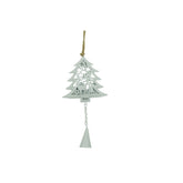 Ornament de brad pom de craciun, Kaveny, alb, metal, 20 cm