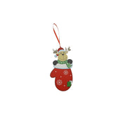 Ornament de brad ren in manusa, Kaveny, rosu, lemn, 14 cm