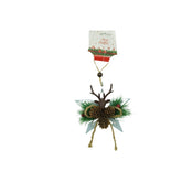 Ornament de brad stea cu cerb, Kaveny, multicolor, lemn, 15 cm
