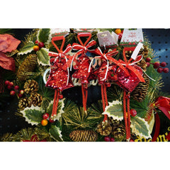 Ornament de brad stea cu paiete, Kaveny, rosu, lemn, 25 cm