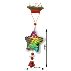Ornament de brad stea din paiete, Kaveny, multicolor, lemn, 18 cm