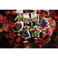 Ornament de brad stea din paiete, Kaveny, multicolor, lemn, 18 cm