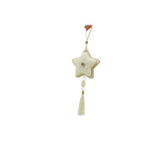 Ornament de brad stea, Kaveny, alb, lemn/textil, 25 cm