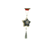 Ornament de brad stea, Kaveny, negru, lemn/textil, 25 cm