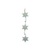 Ornament de brad trei fulgi de nea, Kaveny, alb, metal, 30 cm