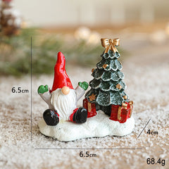 Ornament de Craciun din Rasina pentru Decor, Kadeny, Model Mss Craciun cu Brad, Decoratiune de Birou pentru Craciun, 6.5 x 6.5 x 4 cm, Rosu Alb Verde