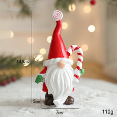 Ornament de Craciun din Rasina pentru Decor, Kadeny, Model Spiridus, Decoratiune de Birou pentru Craciun, 14.5 x 7 x 5 cm, Rosu Alb