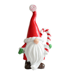 Ornament de Craciun din Rasina pentru Decor, Kadeny, Model Spiridus, Decoratiune de Birou pentru Craciun, 14.5 x 7 x 5 cm, Rosu Alb