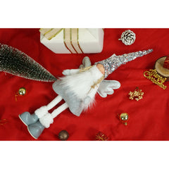 Ornament de Craciun ingeras, Kadeny, alb/gri, textil, 53 cm