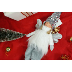 Ornament de Craciun ingeras model 2, Kadeny, alb/gri, textil, 53 cm