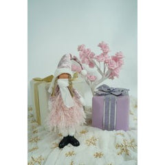 Ornament de Craciun papusa, Kadeny, roz/alb, textil, 44 cm