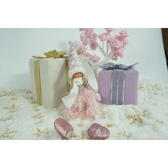 Ornament de Craciun papusa, Kadeny, roz/alb, textil, 50 cm