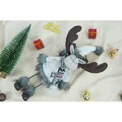 Ornament de Craciun ren, Flippy, gri/alb, textil, 40 cm