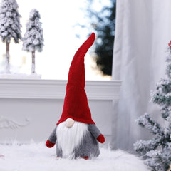 Ornament de Craciun Spiridus, Caciula Rosie, Kadeny, Material Textil, 40 cm, Gri