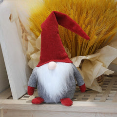 Ornament de Craciun Spiridus, Caciula Rosie, Kadeny, Material Textil, 40 cm, Gri