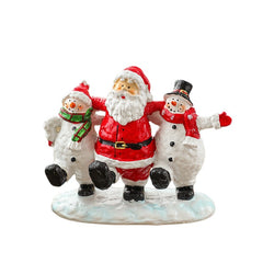 Ornament Decoratiune de Craciun, Kadeny, Decoratiune Mica pentru Craciun din Rasina, Model Mos Craciun cu Oameni de Zapada, 16 x 18 x 8 cm, Rosu Alb