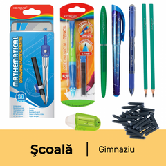 Pachet rechizite scoala clasele 5-8, Instrumente de scris, baiat, 9 piese
