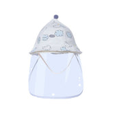 Palarie de Protectie pentru Bebelusi, Kaveny, Model cu Norisori Albastri, Pescareasca, de Primavara si Toamna, cu Masca si Fermoar, 45 cm, pentru 3-6 Luni, Bleu