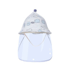 Palarie de Protectie pentru Bebelusi, Kaveny, Model cu Norisori Albastri, Pescareasca, de Primavara si Toamna, cu Masca si Fermoar, 48 cm, pentru 6-12 Luni, Bleu