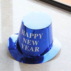 Palarie Happy New Year pentru Revelion, Kaveny, Palarie Festiva de Anul Nou, Palarie Magica din Hartie, 29 x 25 x 15.5 cm Colorata Sclipitor Albastru