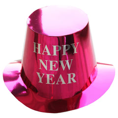 Palarie Happy New Year pentru Revelion, Kaveny, Palarie Festiva de Anul Nou, Palarie Magica din Hartie, 29 x 25 x 15.5 cm, Colorata Sclipitor Roz