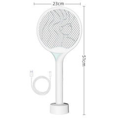 Paleta Electrica pentru Tantari, Muste si Tantari 2in1, Kadeny, Reincarcabila, Incarcare USB, 2600V, Plastic, Casa si Gradina, Anti-insecte, Stand, 23x51 cm, Alb