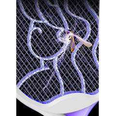 Paleta Electrica pentru Tantari, Muste si Tantari 2in1, Kadeny, Reincarcabila, Incarcare USB, 2600V, Plastic, Casa si Gradina, Anti-insecte, Stand, 23x51 cm, Gri