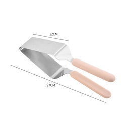 Paleta pentru Taiat si Servit Prajituri, Kaveny, Otel Inoxidabil, Maner Usor de Prins, Divizor Triunghiular, 27 x 12 cm, Roz