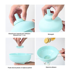 Palnie din plastic 3 in 1 Kaveny, doua dimensiuni de scurgere, cu filet si filtru, diametru scurgere 5.4 cm, 11.5 x 16.7 cm, albastru