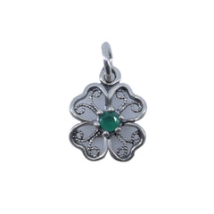 Pandantiv din Argint 925 Trifoi Filigran cu Piatra,0.98 g