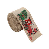 Panglica de Craciun pentru Decor Brad, Kadeny, Panglica Decorativa de Craciun pentru Funde, Imprimeu Trenulet, 200 x 6.3 m, Khaki