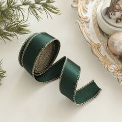 Panglica Decorativa cu Tematica de Craciun, Kadeny, Set din 4 bucat + 1 Rulon Ata Maro, Panglica pentru Cadou de Craciun Brad si Decor, 2 M per bucata, Model Brad, Alb Verde