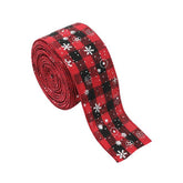 Panglica Decorativa pentru Craciun, Kadeny, Ornament pentru Brad de Craciun, Pretreceri, Panglica cu Design Fulgi, 200 x 4.8 cm, Negru Rosu