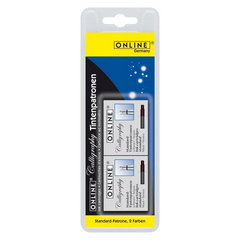 Patroane cerneala scurte (rezerve) Online 17025, cerneala albastra, blister 12 buc