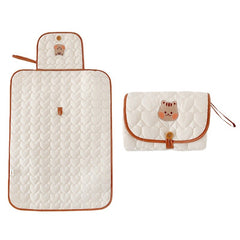 Patura Multifunctionala, Kaveny, pentru Schimbat Scutec, Impermeabila, din Bumbac, 50 x 70 cm, Portabila, Model Veverita, Bej