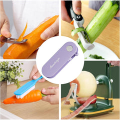 Peeler pentru Legume si Fructe, Kadeny, 3.6 x 9.1 cm, Multifunctional, Curatator Pliabil, din ABS si Otel Inoxidabil, Mov
